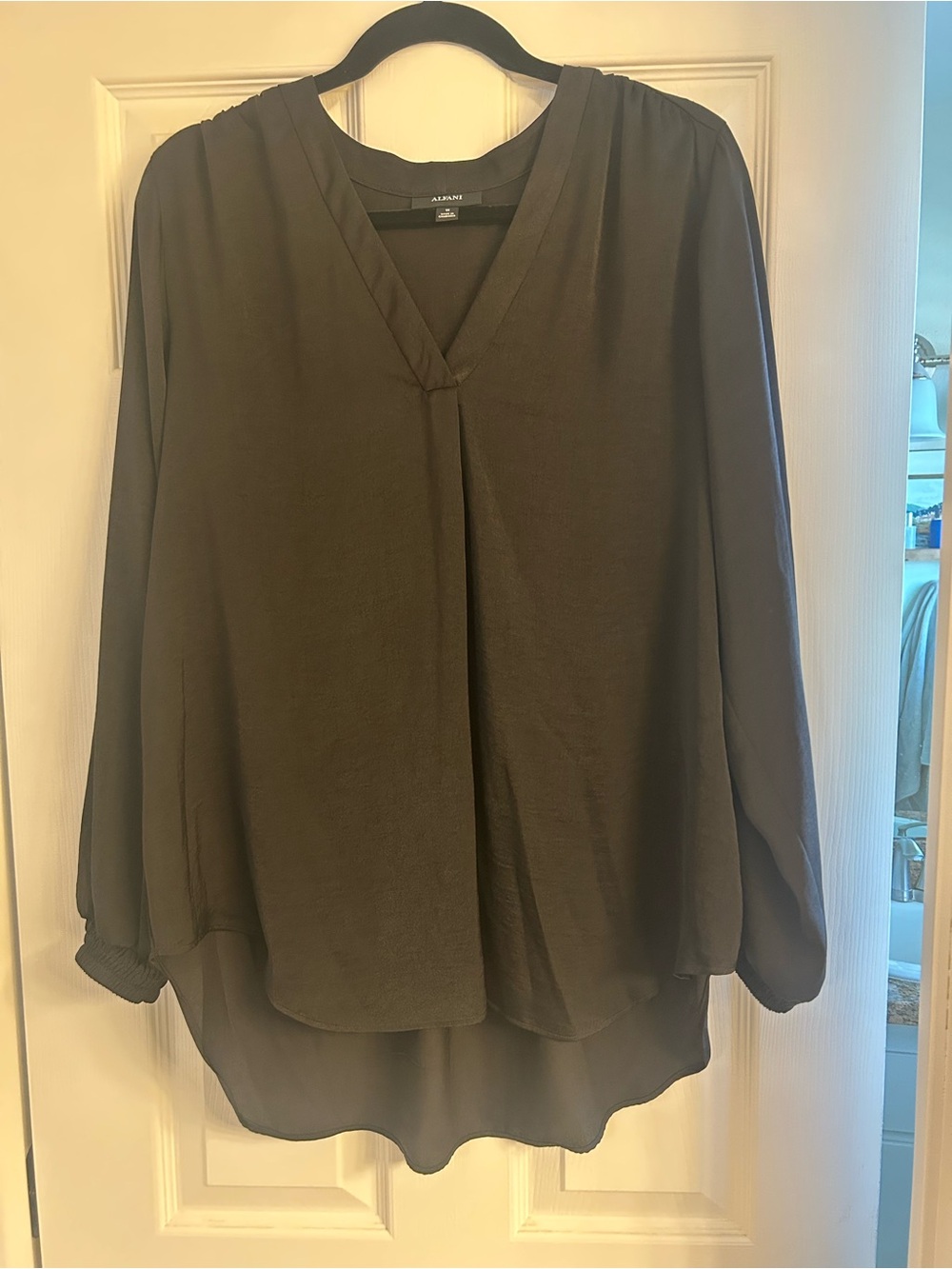 Alfani Black V-Neck Long Sleeve Blouse